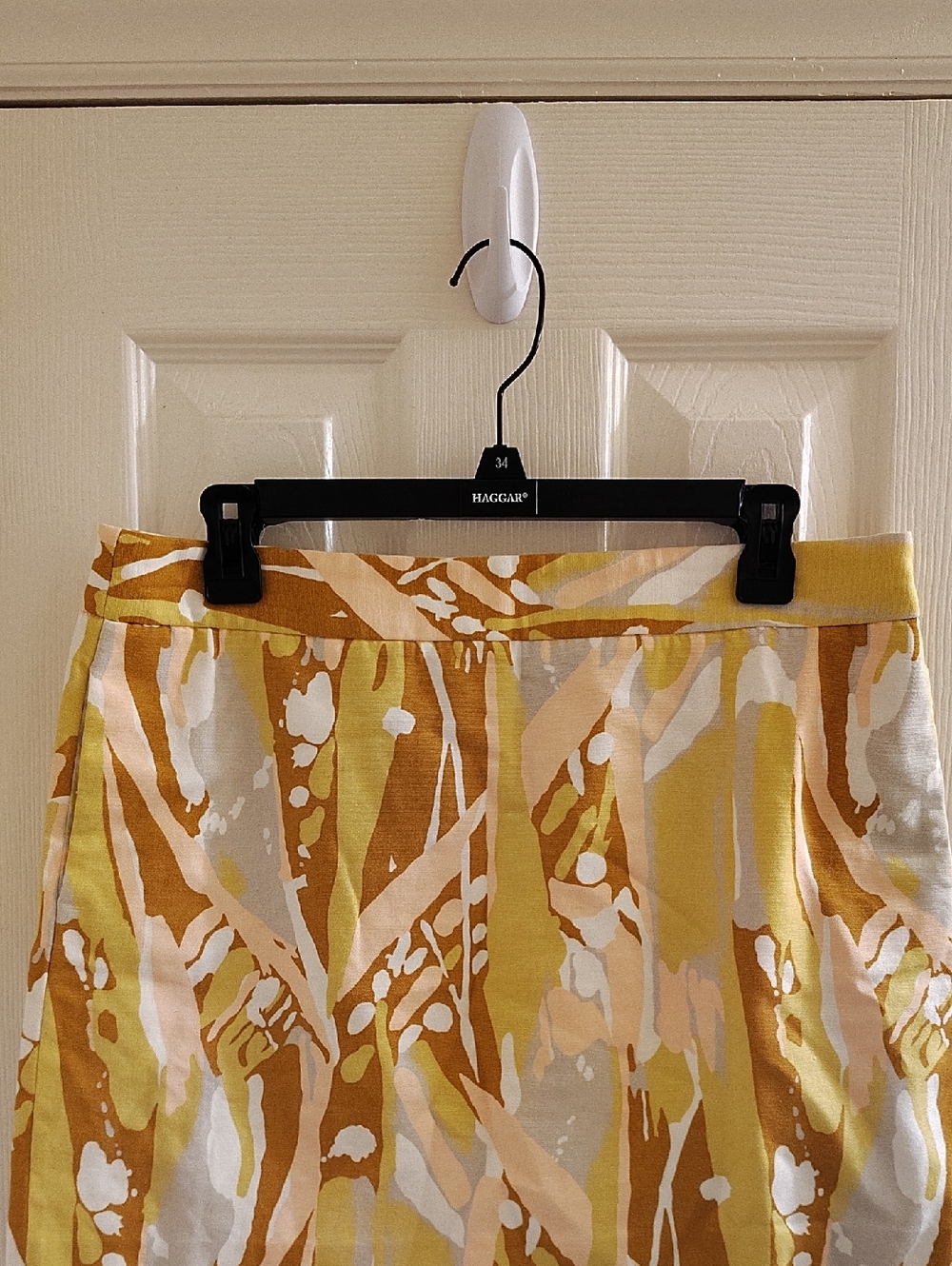 J. Crew Yellow and Brown Cotton Abstract Print Midi Skirt